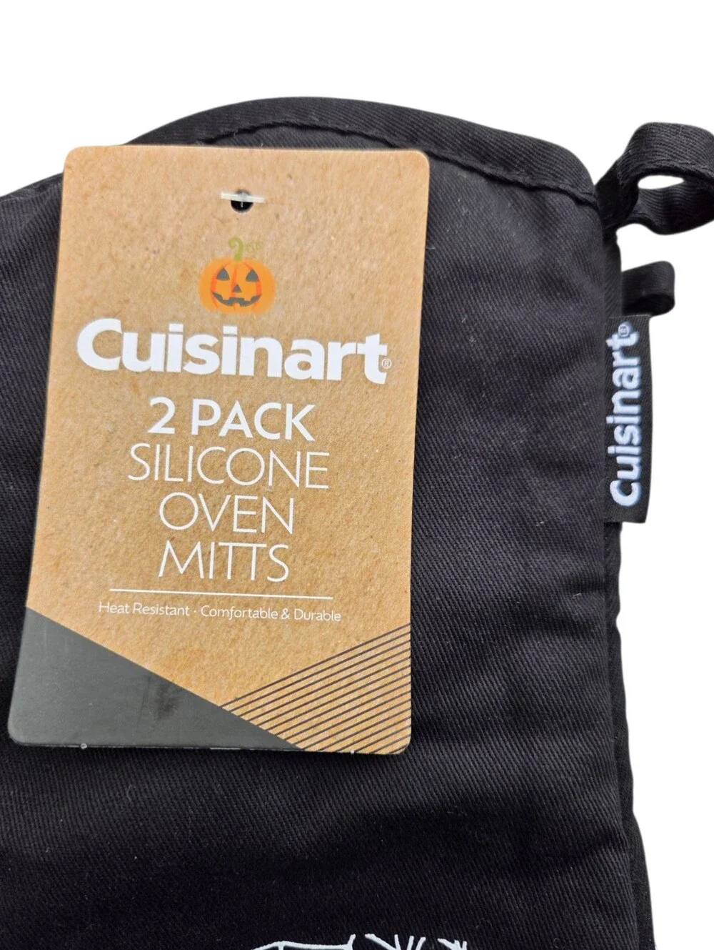 Cuisinart Black and White Spiderweb Silicone Oven Mitts - 2 Pack Halloween